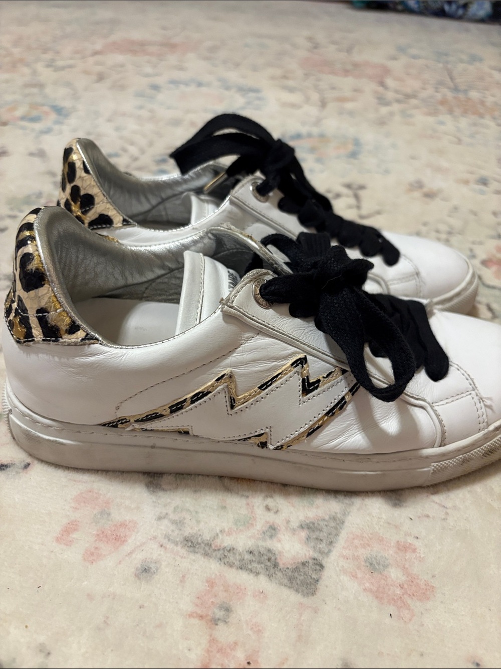 Zadig & Voltaire Women’s ZV1747 Sneaker Sz 38/ 7 US Lightning Bolt Leopard $378